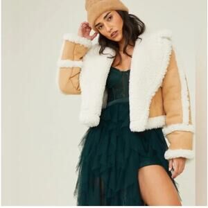 XS altard state soul suede fur jacket in camel